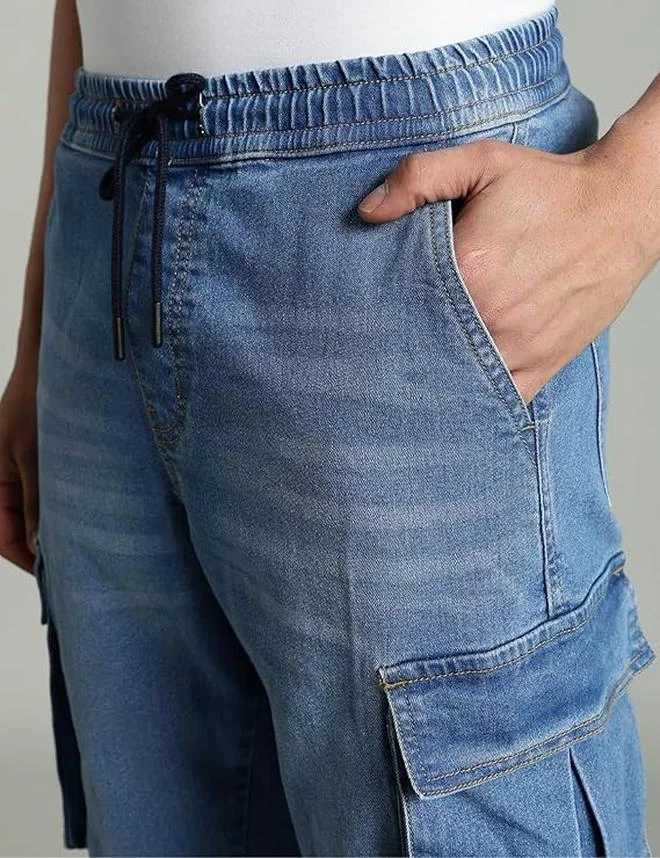 inkd الرياضيون العاديون للرجال - متوسط الارتفاع | مزيج القطن | قماش قابل للتمدد| حزام الخصر المطاطي | جينز للرجال